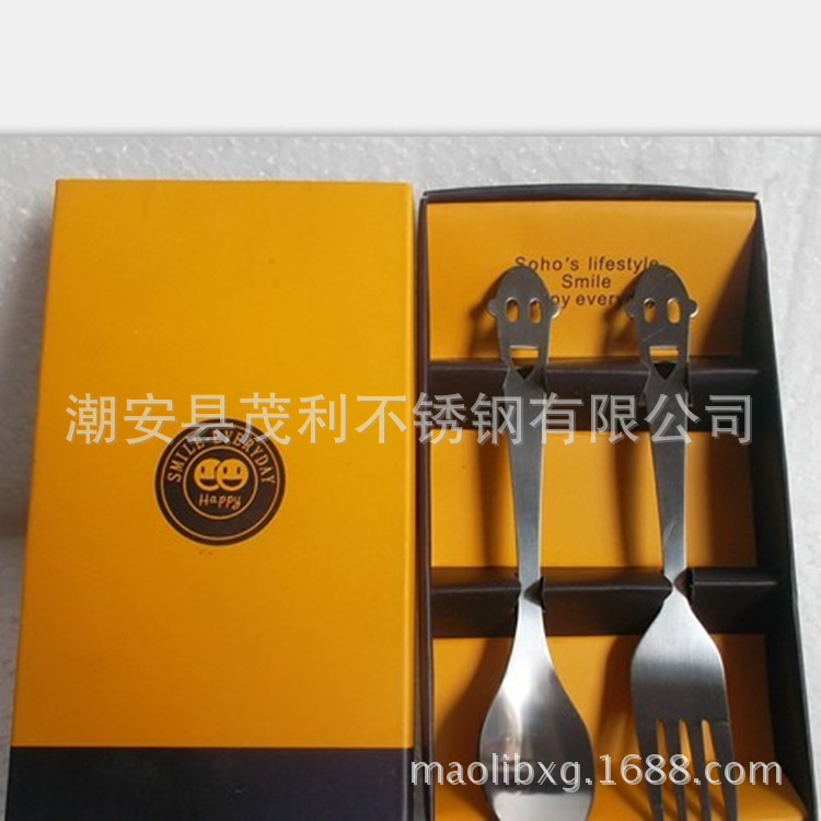 創意禮品小贈品 卡通笑臉 不銹鋼湯勺 叉子工廠,批發,進口,代購