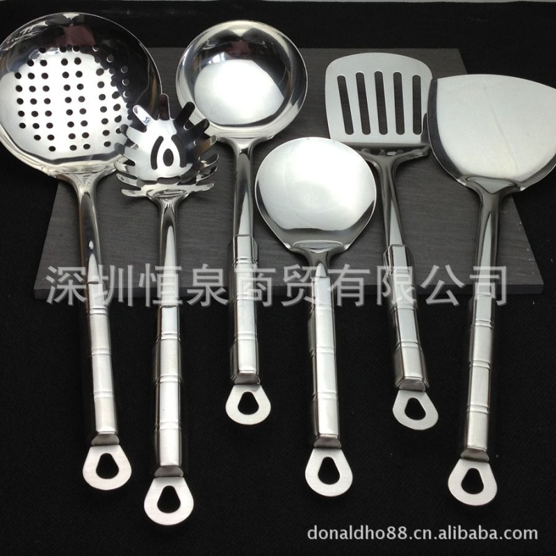 有現貨 全不銹鋼無磁方形管柄6件套裝廚具 彩盒包裝 實用經濟版批發・進口・工廠・代買・代購
