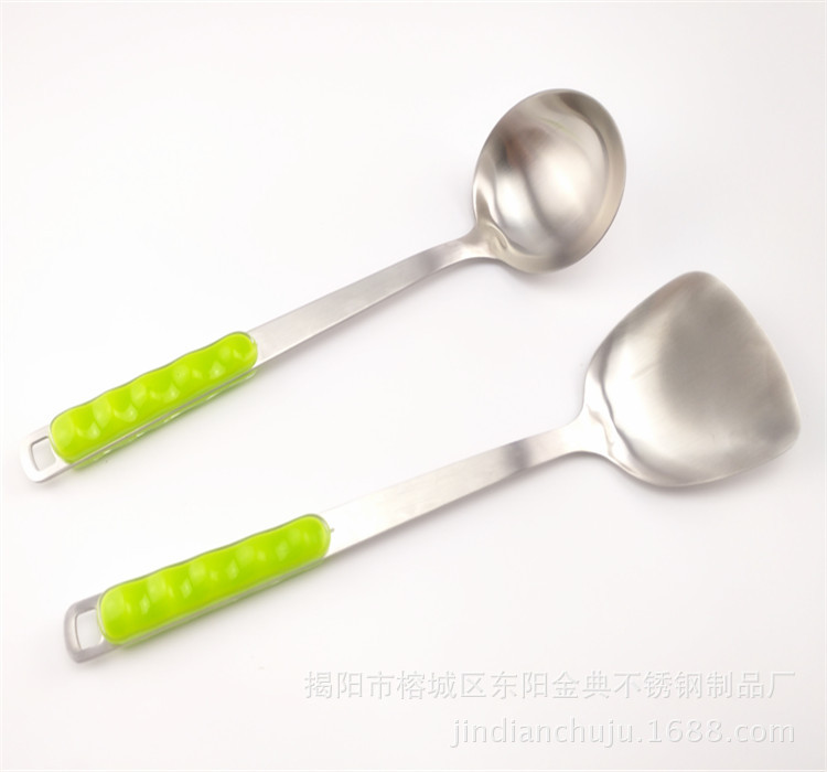 3厘綠柄鍋鏟勺子不銹鋼廚具廚房用品工廠,批發,進口,代購