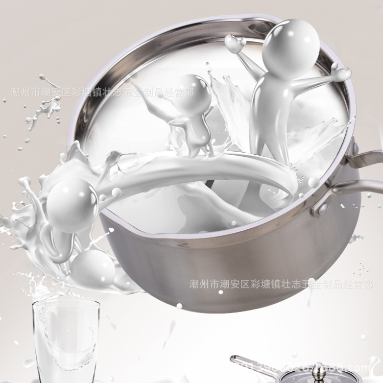 優質無磁不銹鋼實心手柄特厚奶鍋工廠,批發,進口,代購