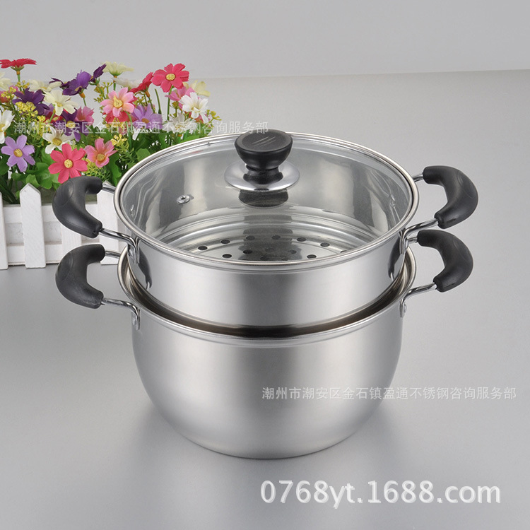 無磁加厚雙層蒸鍋 韓式多用湯蒸鍋 不銹鋼蒸湯鍋 促銷禮品工廠,批發,進口,代購