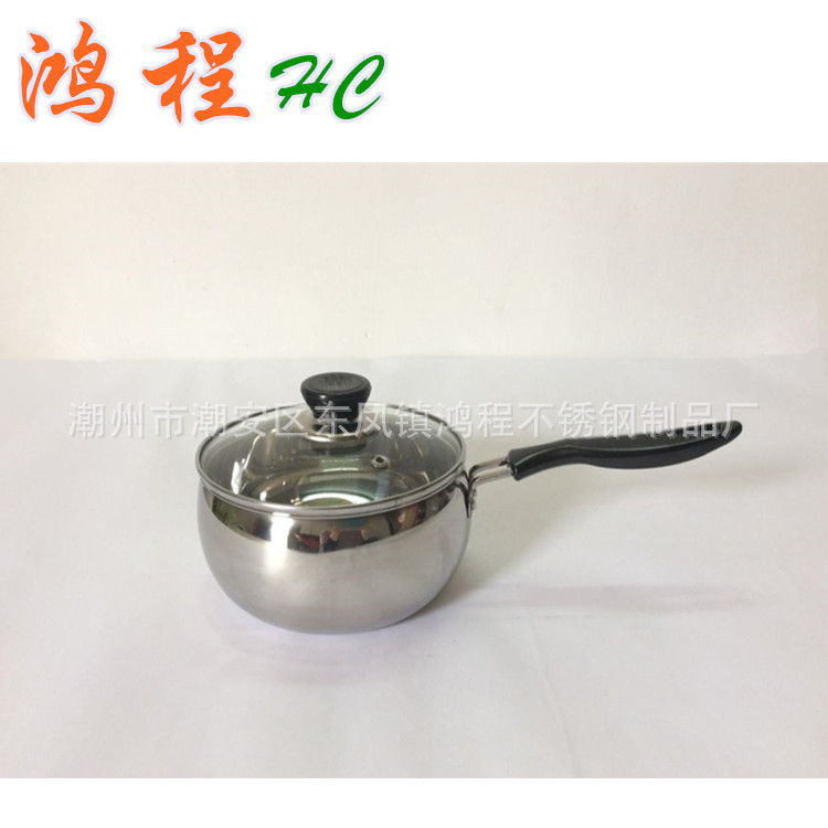 不銹鋼奶鍋禮品贈品不銹鋼小湯鍋單柄奶鍋玻璃鍋蓋批發・進口・工廠・代買・代購