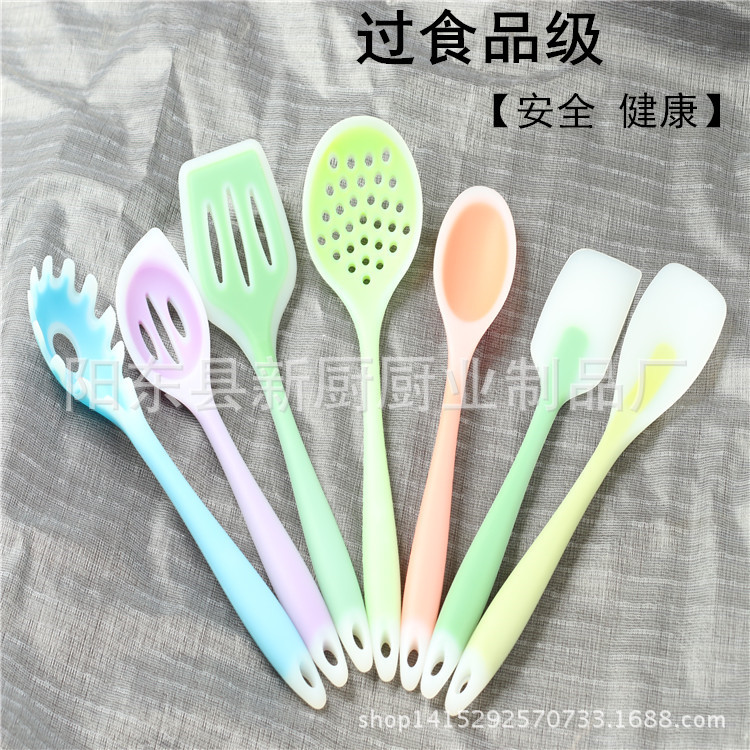 食品級矽膠透明廚具 矽膠漏勺 尼龍芯湯勺刷鏟 刮刀 湯匙 矽膠套批發・進口・工廠・代買・代購