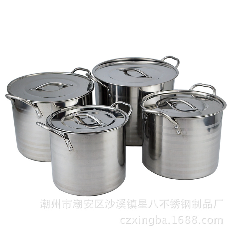 湯桶套四件套 不銹鋼湯桶出口套裝 鍋身銀彩線加厚款批發・進口・工廠・代買・代購