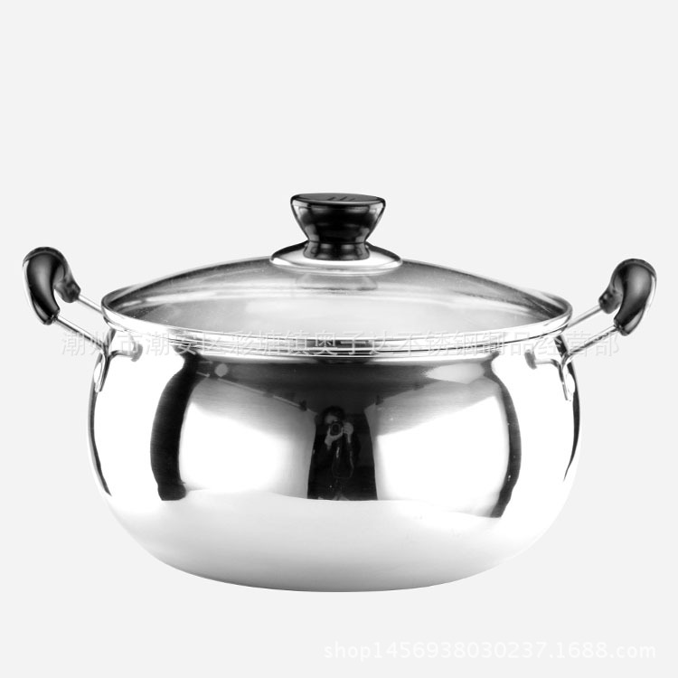 不銹鋼明珠鍋 傢用無磁雙耳湯鍋牛奶鍋  禮品贈品批發・進口・工廠・代買・代購