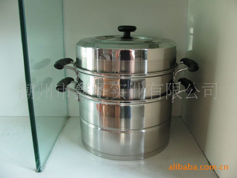 彩塘廠傢直銷高檔新款促銷禮品26-28CM多功能加厚不銹鋼直角蒸鍋批發・進口・工廠・代買・代購