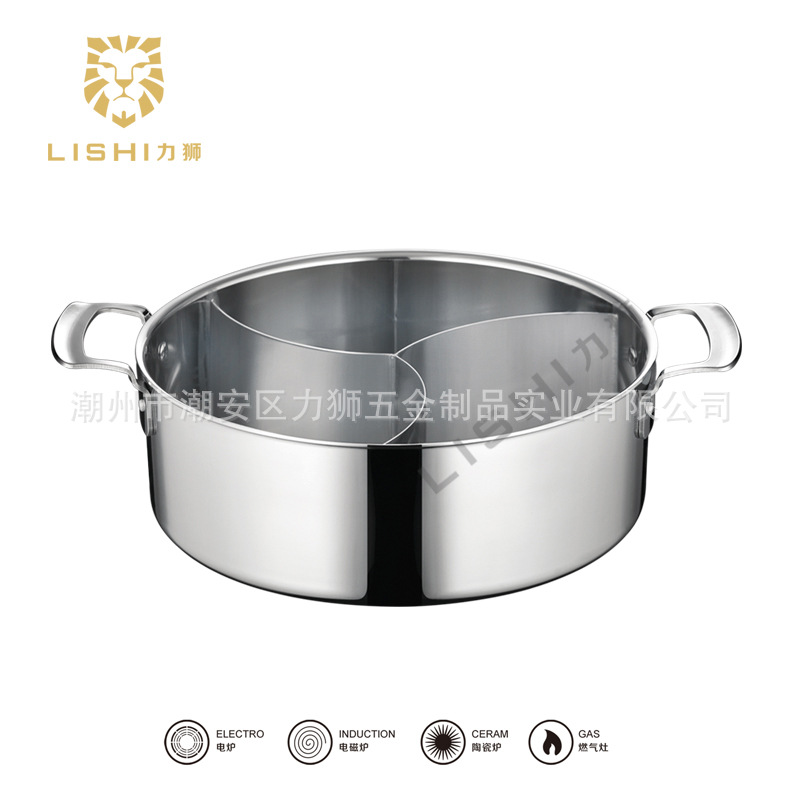 廠傢直銷 雙耳三味火鍋304不銹鋼火鍋不配蓋湯鍋電磁爐專用火鍋批發・進口・工廠・代買・代購