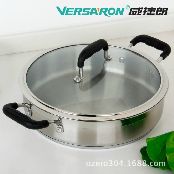 威捷朗28CM燜鍋煎鍋燃氣電磁爐通用復底燉鍋加厚304不銹鋼湯鍋批發・進口・工廠・代買・代購