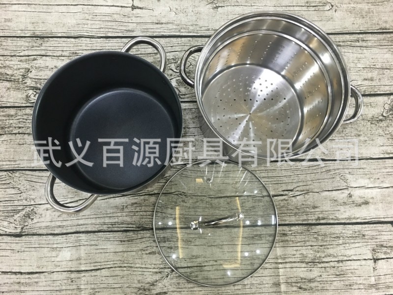 雙層多功能湯鍋蒸鍋蒸煮兩用禮品贈品煲湯鍋麵條鍋批發・進口・工廠・代買・代購