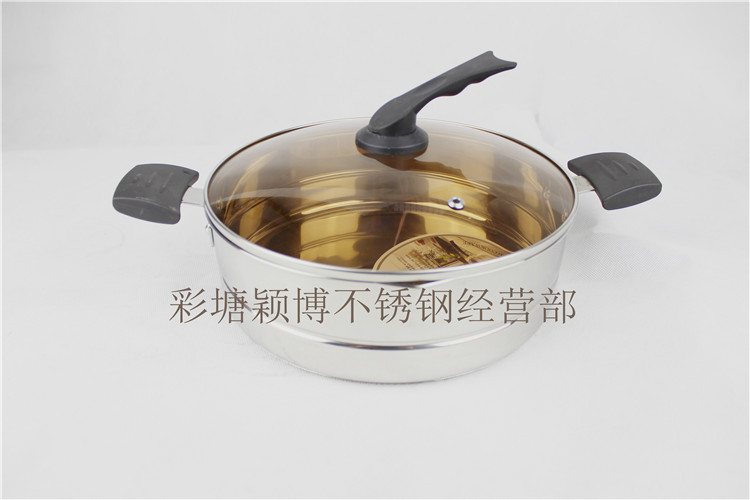 [穎博] 24韓式煎鍋 火鍋 電磁爐鍋 不銹鋼湯鍋 復底工廠,批發,進口,代購