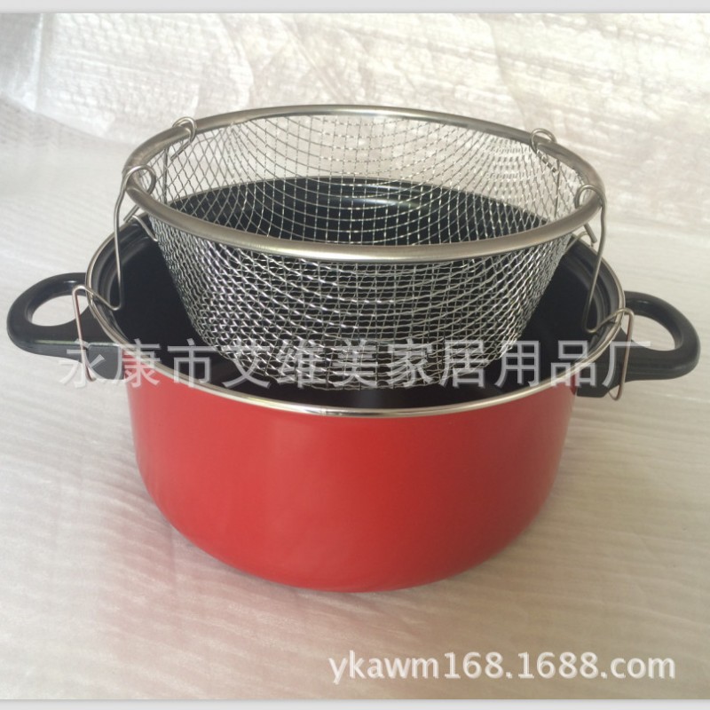 出口暢銷26CM不黏油炸湯鍋 炸薯條雞腿雞翅 帶油炸籃批發・進口・工廠・代買・代購