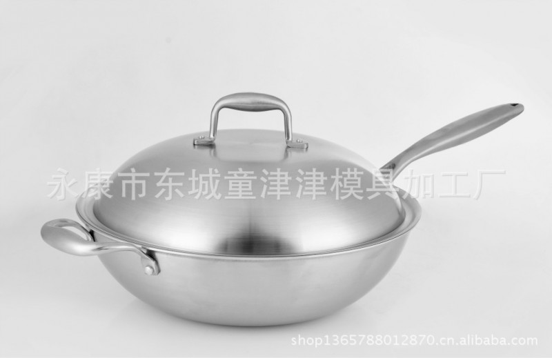 全鋼蓋復底炒鍋 三層鋼鍋 帶鍋耳工廠,批發,進口,代購