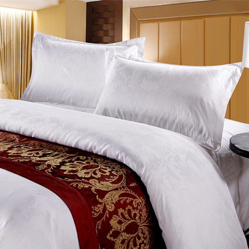 純棉枕套 酒店旅館賓館床上用品白色貢緞提花單人枕套 專業定做工廠,批發,進口,代購
