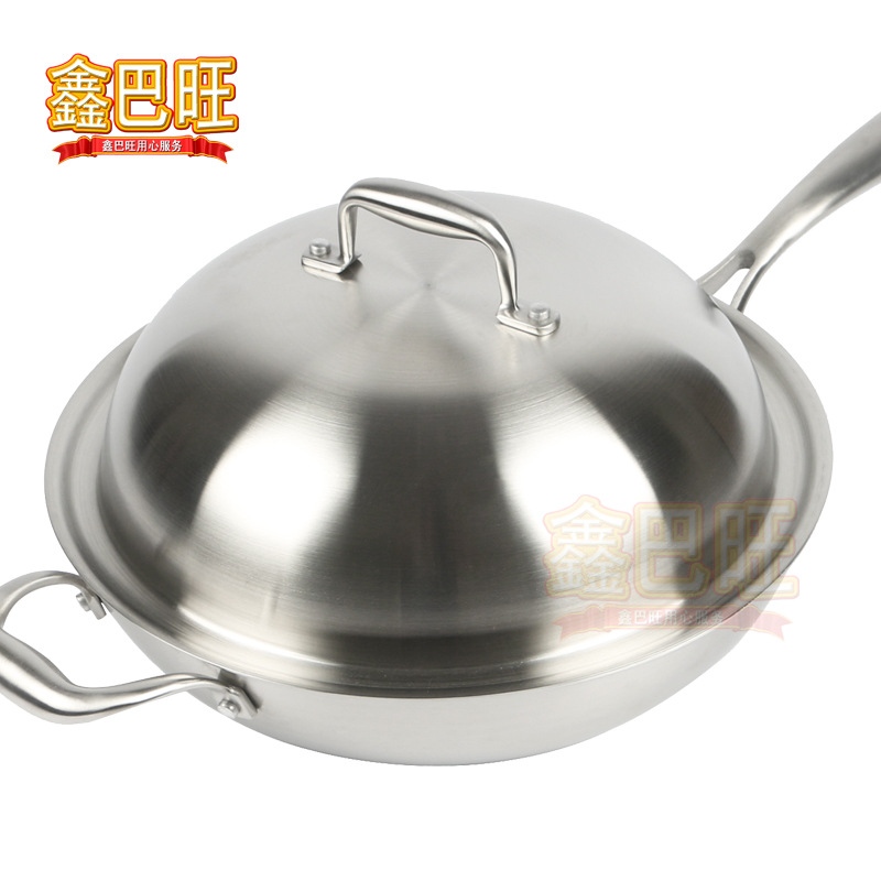 廠傢直銷無煙不黏三層鋼不銹鋼炒鍋無煙導熱傳熱均勻無油煙不黏鍋工廠,批發,進口,代購