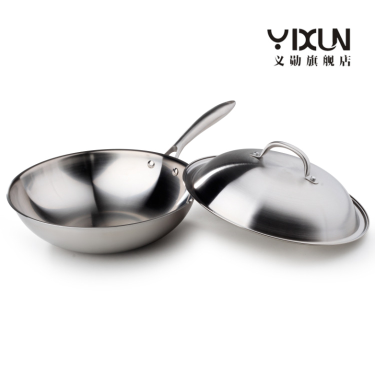 32cm 不銹鋼炒鍋 304高檔無塗層三層烹飪鍋具,鐵鍋 不黏鍋批發・進口・工廠・代買・代購