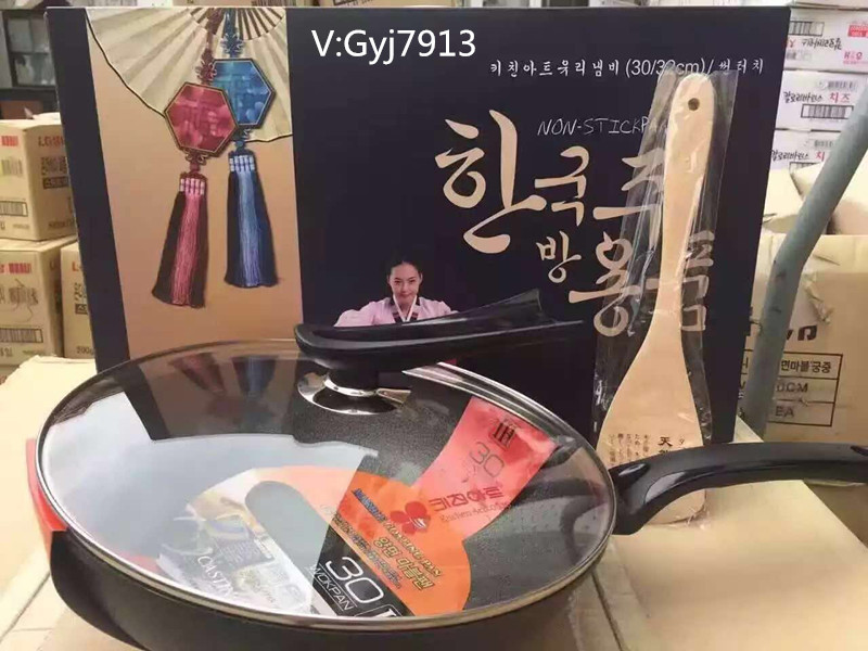 韓國進口麥飯石電磁爐兩用無煙不黏鍋炒鍋正品超輕26/28/30cm包郵工廠,批發,進口,代購