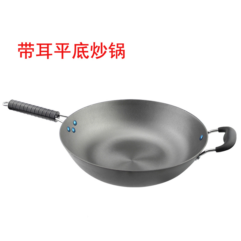 34cm超晶化鑄鐵電磁鋼筋柄炒鍋批發 生鐵平底鋼絲柄炒鍋一件代發工廠,批發,進口,代購
