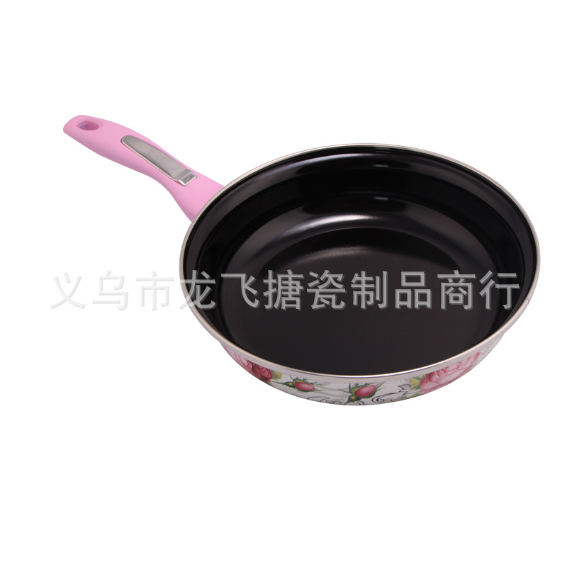 24cm搪瓷琺瑯滿花彩色煎鍋 炒鍋 傢居用品好幫手批發・進口・工廠・代買・代購