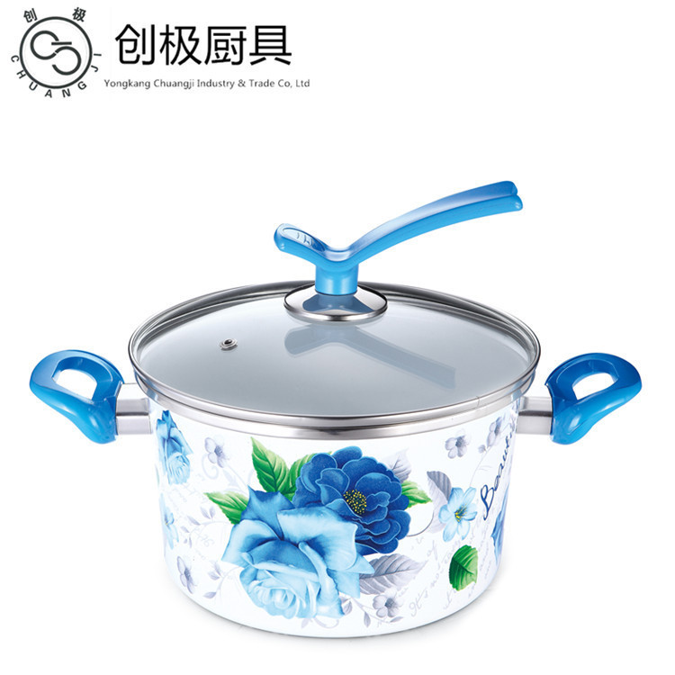 創極韓國碳鋼鍋 燉雞鍋 火鍋鍋具批發 24cm搪瓷奶鍋雙耳大湯鍋批發・進口・工廠・代買・代購