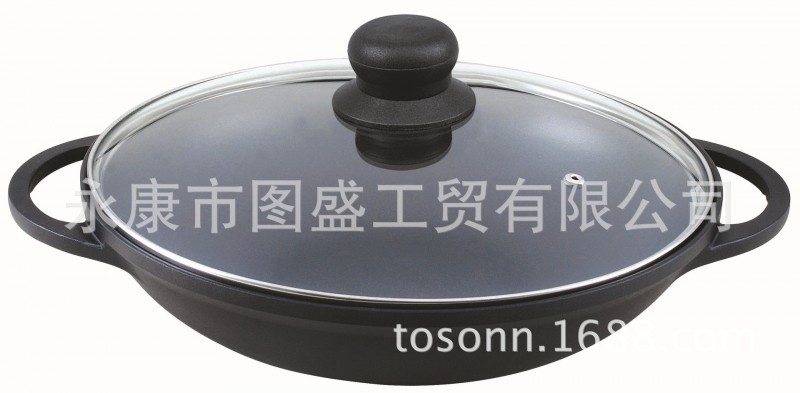 廠傢供應鋁壓鑄不沾無油煙36CM雙耳覆底炒鍋三汁燜鍋酒店火鍋批發・進口・工廠・代買・代購
