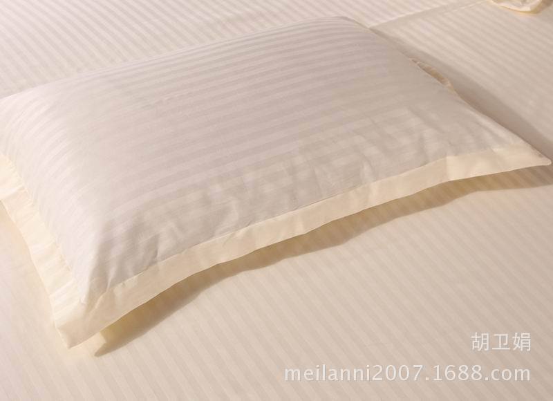 一件代發南通傢紡產業帶純棉枕頭套全棉純色貢緞條寬邊信封枕套批發・進口・工廠・代買・代購