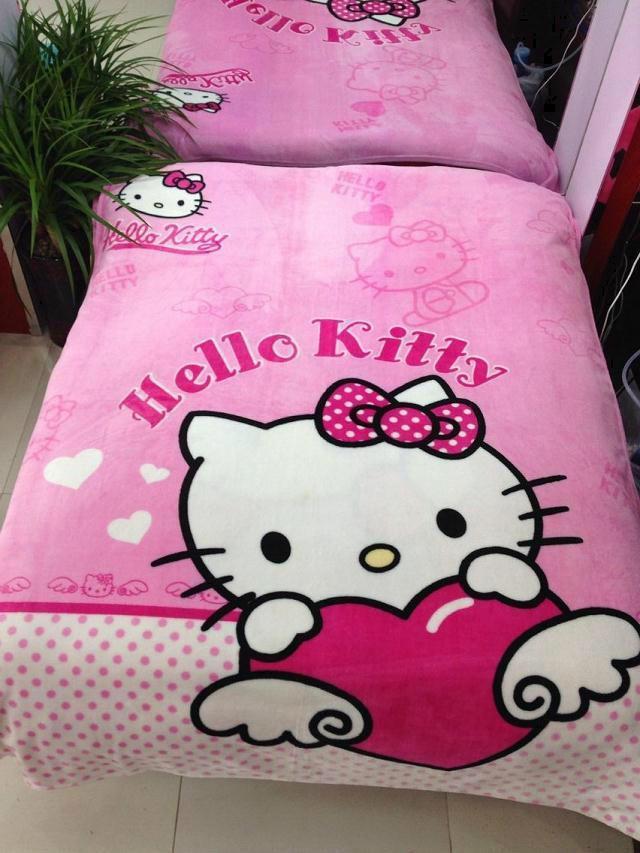 1.5x2m凱蒂貓HelloKitty毛巾被柔軟珊瑚絨卡通毛毯空調毯床單毯子工廠,批發,進口,代購