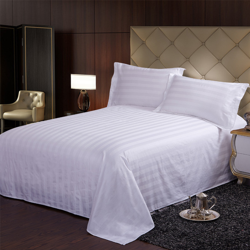 五星級酒店賓館佈草床上用品純棉3公分緞條單件純白床單特價批發批發・進口・工廠・代買・代購