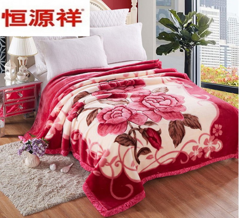 恒源祥傢紡加厚拉舍爾毛毯婚慶床品超柔蓋毯結婚大紅毛毯廠傢直銷批發・進口・工廠・代買・代購
