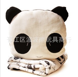 熊貓空調毯優質車載靠墊毛毯空調被抱空調被抱枕兩用批發・進口・工廠・代買・代購
