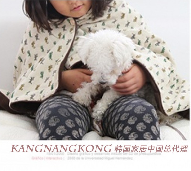 韓國-可愛小貓圖案帶帽毛毯 蓋毯保暖披肩毛毯批發・進口・工廠・代買・代購