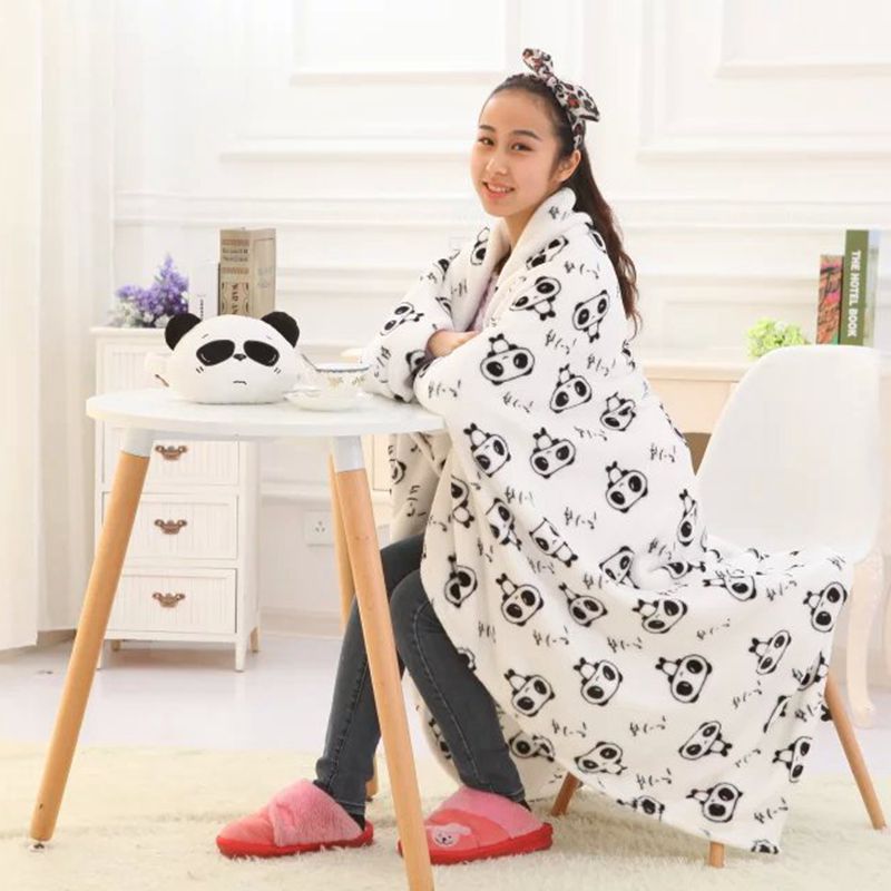 絨之魅創意熊貓二合一卷毯 空調毯 抱枕毯 可加工定製工廠,批發,進口,代購
