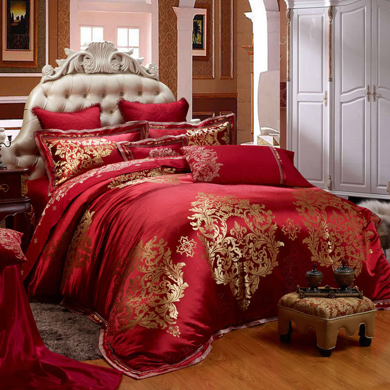 南通床上用品婚慶套件 大紅色結婚十件套 全棉高支高密提花多件套批發・進口・工廠・代買・代購