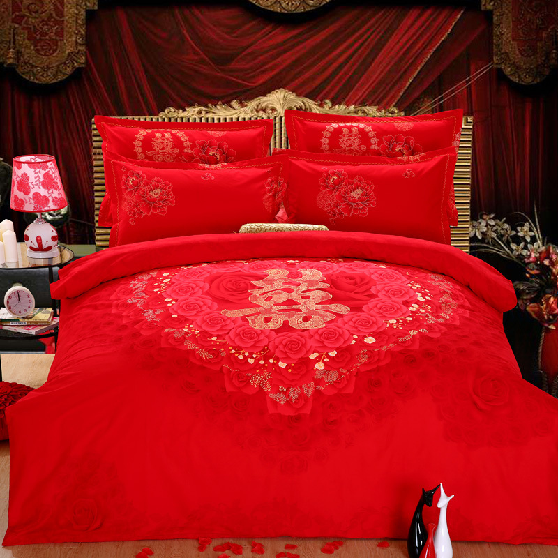 特價新款婚慶純棉床單四件套 全棉大紅4件套床上用品廠傢直銷工廠,批發,進口,代購