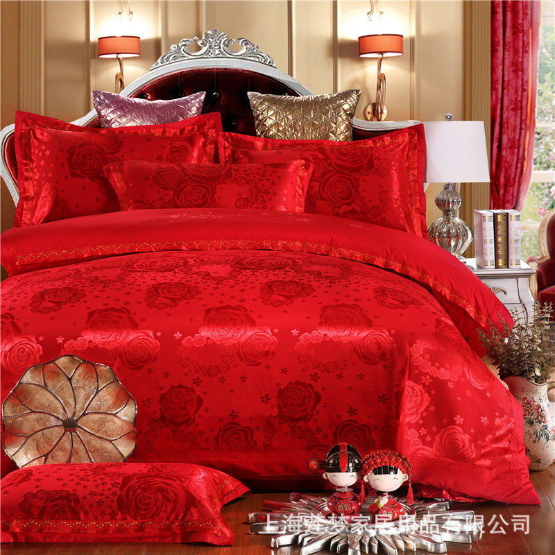 婚慶六件套大紅色繡花提花多件套床上用品新婚套件廠傢直銷工廠,批發,進口,代購