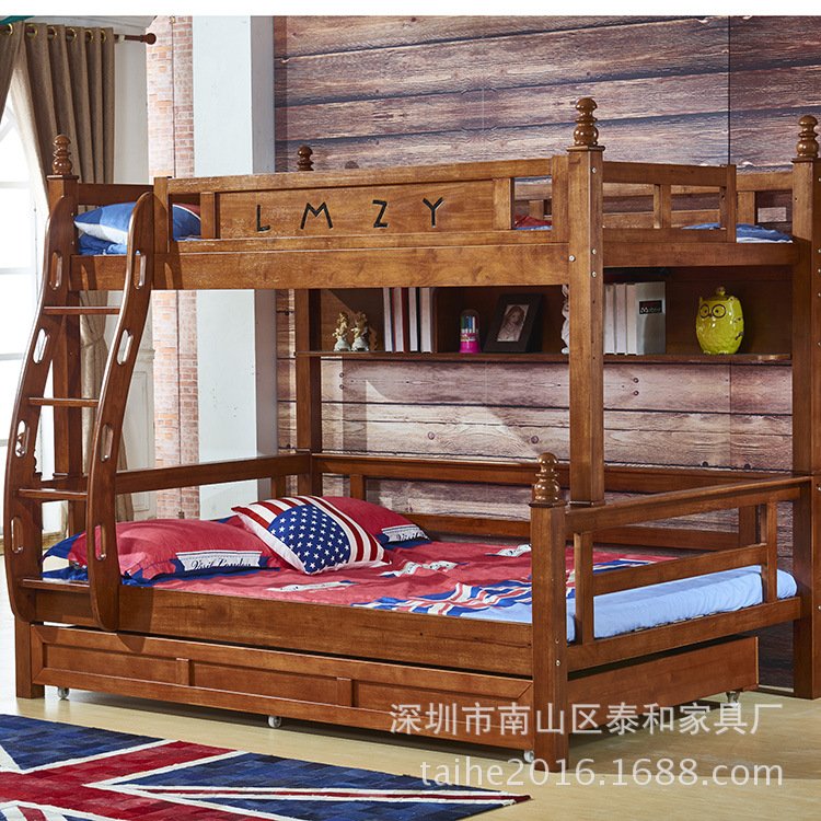 全實木美式鄉村兒童上下床子母床高低床組合床臥室套房傢具L-230批發・進口・工廠・代買・代購