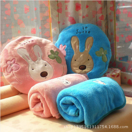 熱賣！Le Sucre砂糖兔 夏季珊瑚絨2色高檔次抱枕+空調毯 量大從優批發・進口・工廠・代買・代購