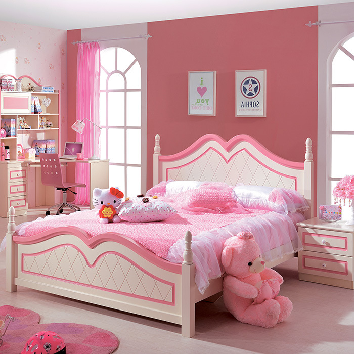 歐式兒童傢具套房公主床 兒童床女孩粉紅色小孩床單人床1.2/1.5米批發・進口・工廠・代買・代購