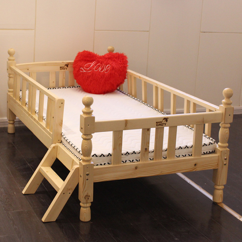 兒童傢具小孩床單人松木床類 1米兒童床帶護欄男孩女孩實木床批發・進口・工廠・代買・代購