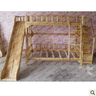 特價松木兒童床 上下實木 子母床 兒童滑梯床可定做批發・進口・工廠・代買・代購