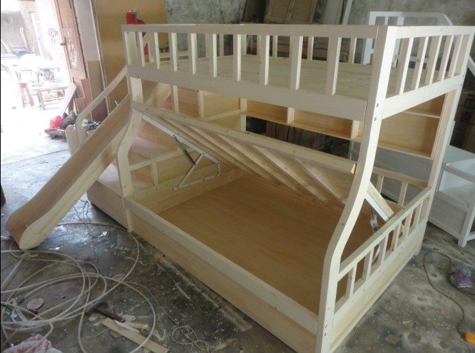 新款實木兒童床 滑梯提櫃一體 下鋪帶氣壓桿批發・進口・工廠・代買・代購