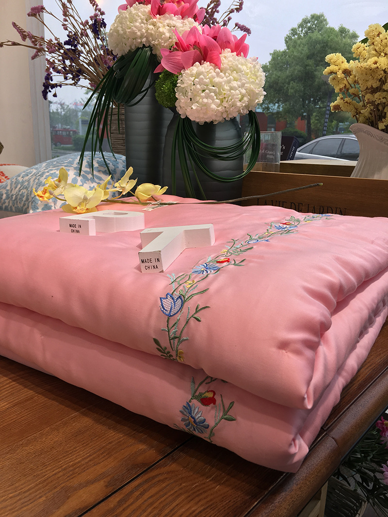2016夏60s天絲（萊賽爾纖維）純色繡花空調被 夏被素顏花開3色工廠,批發,進口,代購