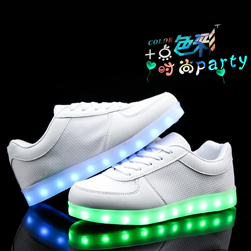 小白鞋USP充電LED發光鞋女式韓版情侶款鬼步燈鞋運動休閒板鞋女單工廠,批發,進口,代購
