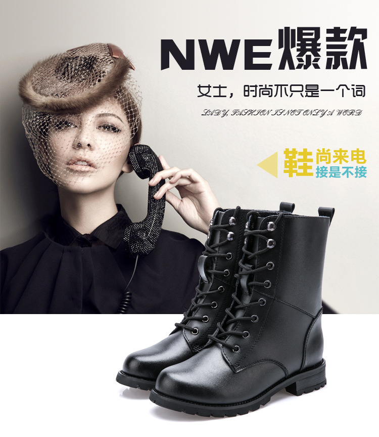 男女秋真皮馬丁靴單靴女大碼中筒靴情侶靴子復古平底女靴一件代發工廠,批發,進口,代購