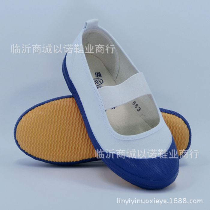 魯泰兒童舞蹈鞋小白鞋學生紅膠頭體操練功演出工作鞋純白帆佈鞋工廠,批發,進口,代購