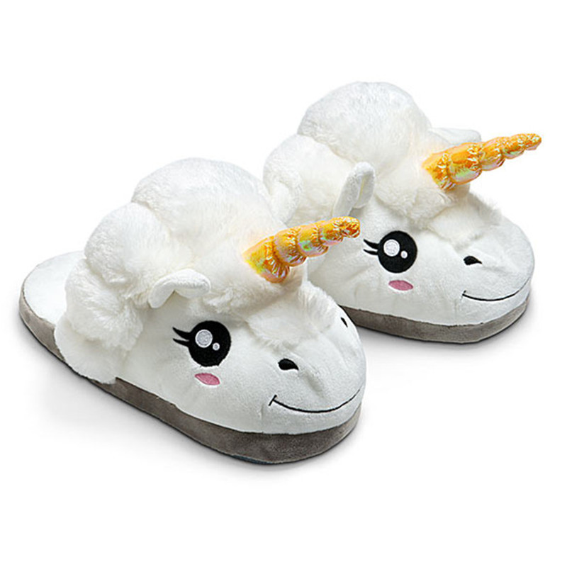 【外貿現貨】秋冬超萌獨角獸拖鞋卡通羊羊柔軟白冬季保暖棉拖鞋工廠,批發,進口,代購