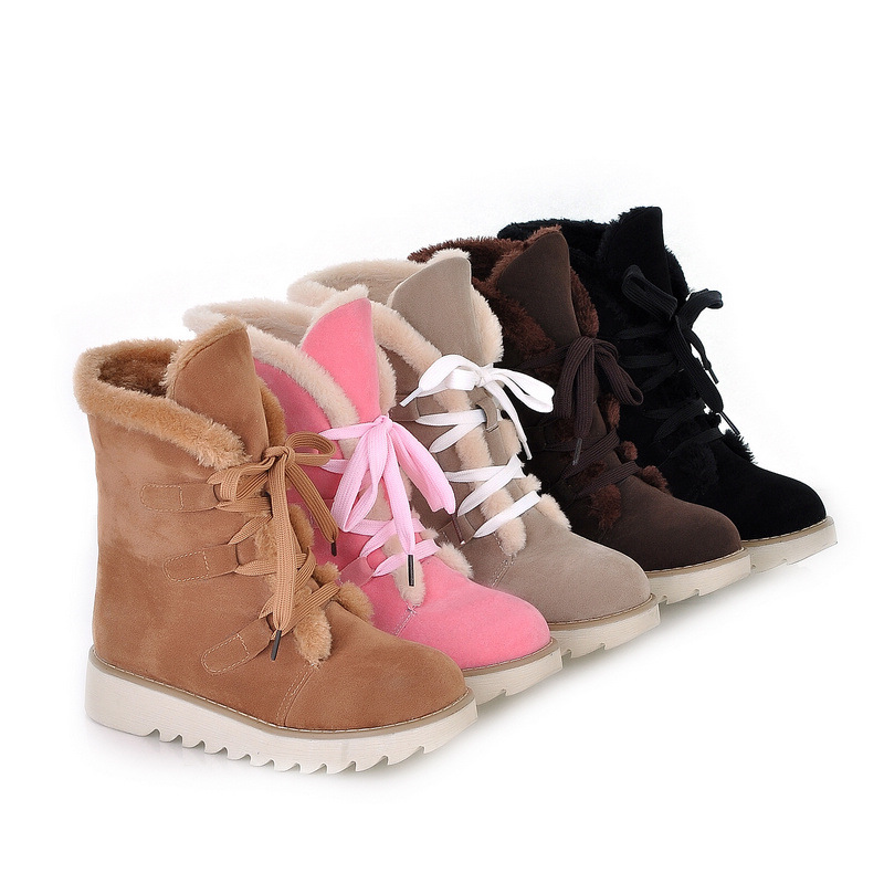 批發2015新款保暖雪靴系帶短靴平跟休閒靴子韓版冬季女靴大碼工廠,批發,進口,代購