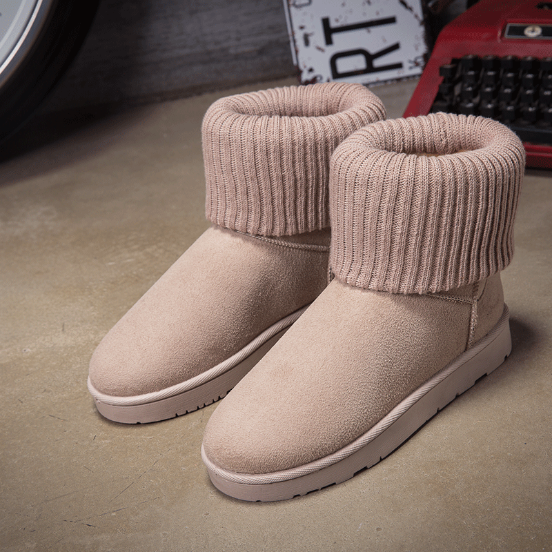 2015冬季新款韓式毛線口雪靴時尚休閒防滑保暖女短靴廠傢批發工廠,批發,進口,代購