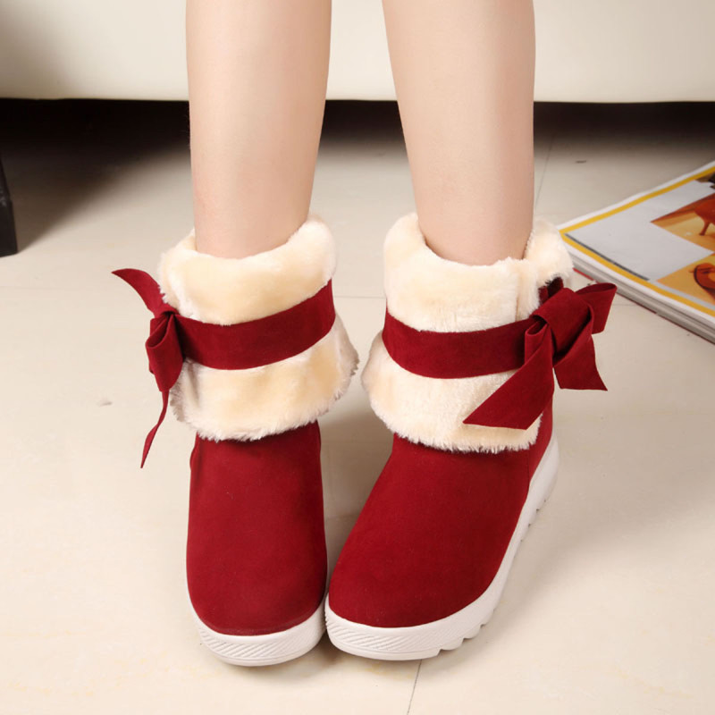 2016冬季新款韓版甜美雪靴蝴蝶結防滑時尚短筒靴兩穿女棉靴批發工廠,批發,進口,代購