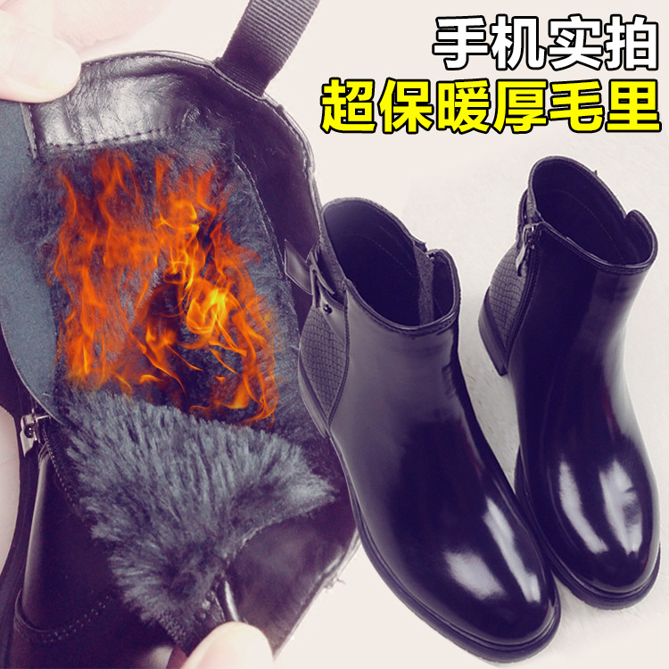 冬厚底雪靴加絨厚棉靴鞋保暖毛毛機車馬丁靴平底短靴女及裸靴子工廠,批發,進口,代購