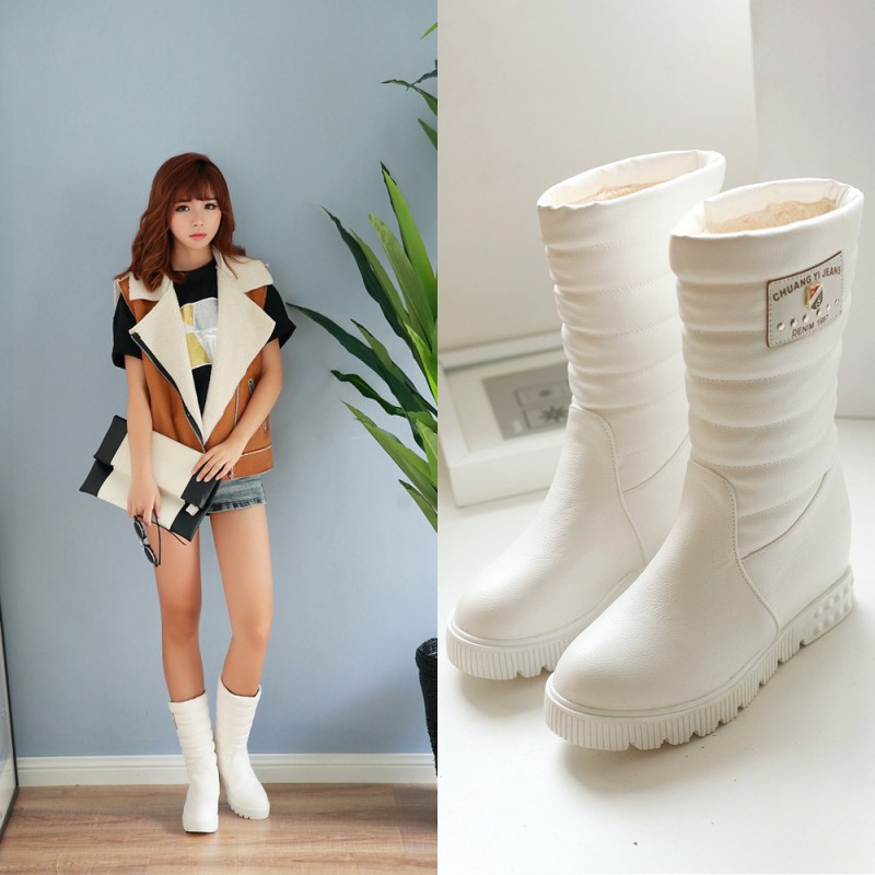 秋冬新款女靴中筒鉚釘套筒歐美平跟雪靴跑量廠傢批發工廠,批發,進口,代購